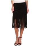 Sam Edelman Faux Suede Fringe Skirt (black) Women's Skirt