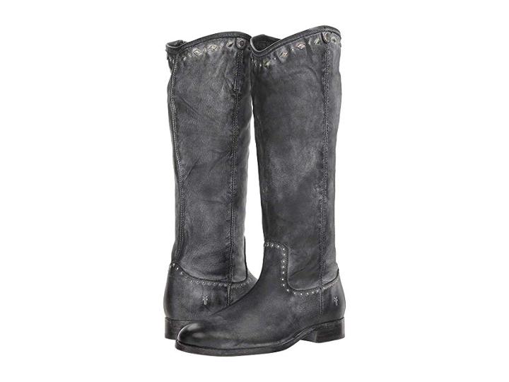Frye Melissa Button Multi Stud (black Waxed Full Grain) Women's  Boots