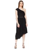 The Kooples Asymmetrical Cotton Dress With Fancywork Details (black) Women's Dress