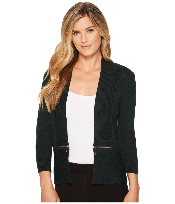 Ivanka Trump Side Zipper Cardigan (emerald) Women's Sweater