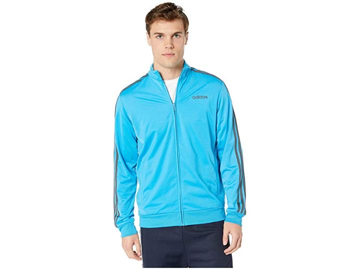 Adidas Essentials 3-stripes Tricot Track Top (shock Cyan) Men's Coat