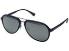 Prada Linea Rossa 0ps 05rs (blue Rubber/grey Mirror Silver) Fashion Sunglasses