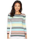 Vince Camuto Long Sleeve Color Blocked Ribbed Sweater (rich Black) Women's Sweater
