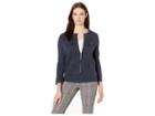 Anne Klein Solid Cardigan With Pocket Flaps (denim Heather) Women's Clothing