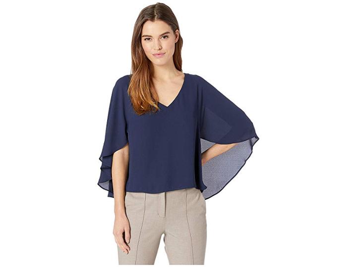 Bcbgmaxazria Shannah Cape-back Top (dark Navy) Women's Clothing