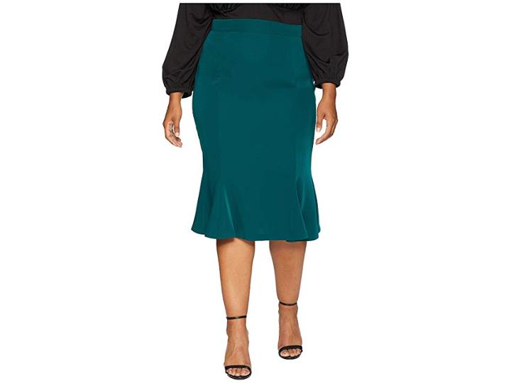Unique Vintage Plus Size Micheline Pitt For Unique Vintage Flounce Skirt (forest Green) Women's Skirt