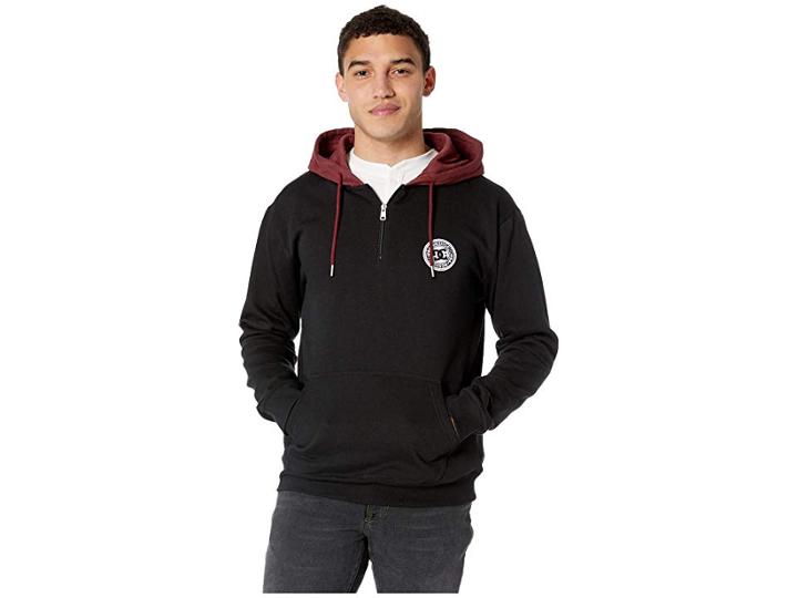 Dc Rebel Pullover Hoodie 1/2 Zip (black) Men's Sweatshirt