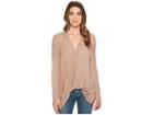 American Rose Evelyn Long Sleeve Hooded Top (taupe) Women's Clothing
