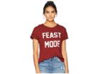 The Original Retro Brand Feast Mode Crew Neck Rolled Short Sleeve Tee (burgundy) Women's T Shirt