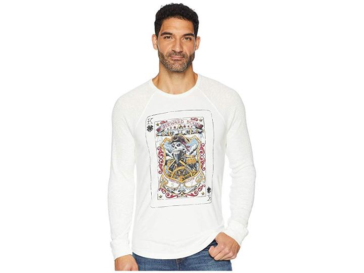 Lucky Brand Captain Card Thermal Tee (marshmallow) Men's Clothing