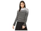Bebe Bell Sleeve Stripe Turtleneck (jet Black) Women's Sweater