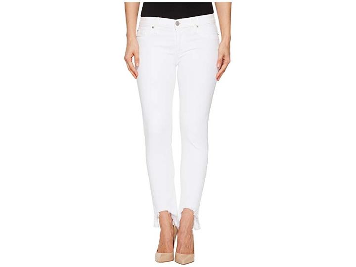 Hudson Jeans Tally Mid-rise Skinny Crop W/ Chewed Hem In Destroyed Optical White (destroyed Optical White) Women's Jeans