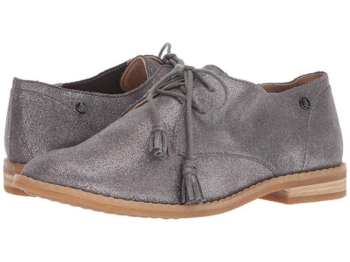 Hush Puppies Chardon Oxford (dark Grey Metallic Suede) Women's Lace Up Cap Toe Shoes
