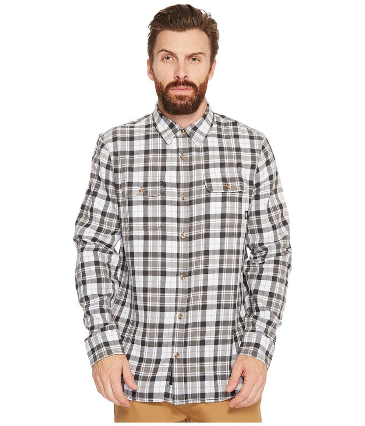 Vans Sycamore Long Sleeve Woven Top (white/new Charcoal) Men's Long Sleeve Button Up