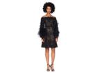 Marchesa Off The Shoulder Corded Lace Cocktail W/ Tulle Sleeves (black) Women's Dress