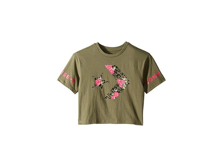 Converse Kids Print Fill Star Chevron Tee (big Kids) (field Surplus) Girl's Clothing