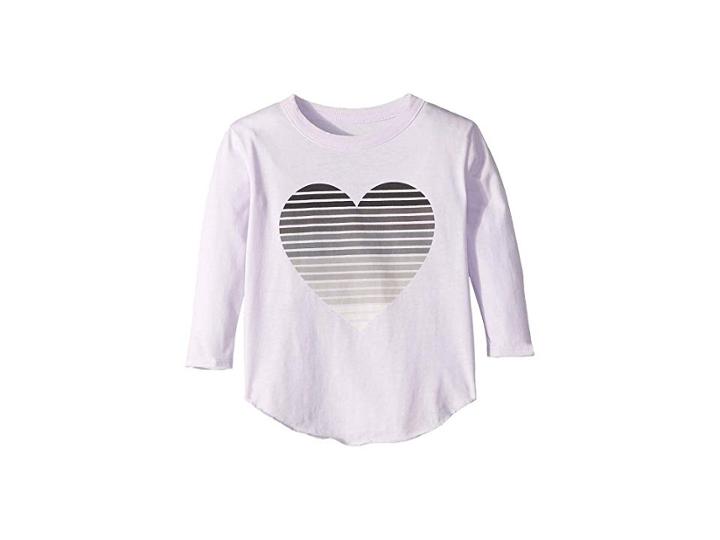Chaser Kids Super Soft Striped Heart Long Sleeve Tee (toddler/little Kids) (posy) Girl's T Shirt