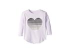 Chaser Kids Super Soft Striped Heart Long Sleeve Tee (toddler/little Kids) (posy) Girl's T Shirt