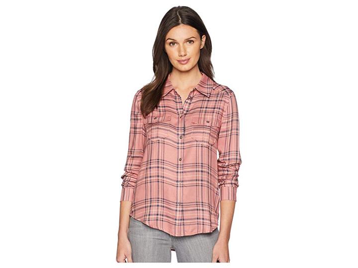 Paige Mya Shirt (old Rose/foxglove Plaid) Women's Clothing