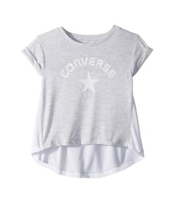 Converse Kids Flyaway Fabric Mix Top (little Kids) (lunar Rock Heather) Girl's Clothing