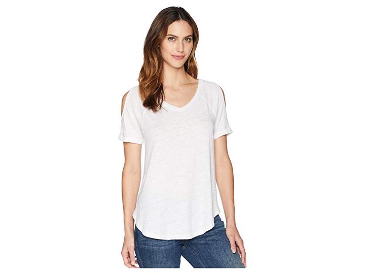 Mod-o-doc Linen Jersey Cold Shoulder Raglan Tee (white) Women's T Shirt