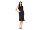 Marina Sleeveless Glitter Lace Midi Dress With Bottom Flounce (navy) Women's Dress