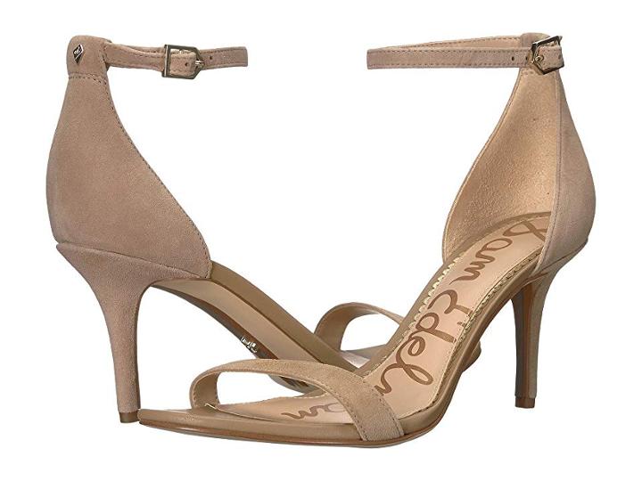 Sam Edelman Patti Strappy Sandal Heel (oatmeal Kid Suede Leather) High Heels