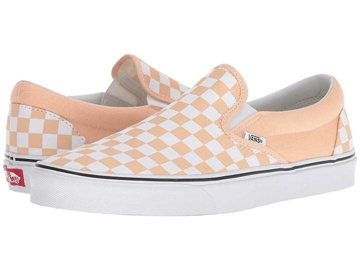 Vans Classic Slip-ontm ((checkerboard) Bleached Apricot/true White) Skate Shoes