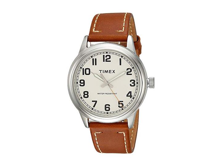 Timex New England Leather Strap (tan/cream) Watches