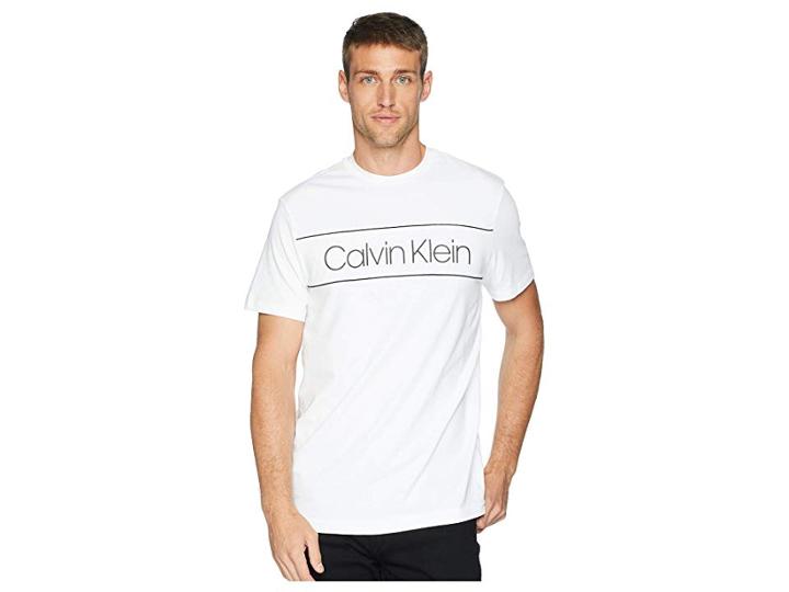 Calvin Klein Short Sleeve Logo T-shirt With Tipping (white) Men's T Shirt