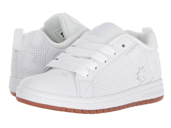 Dc Kids Court Graffik (little Kid/big Kid) (white/white/gum) Boys Shoes