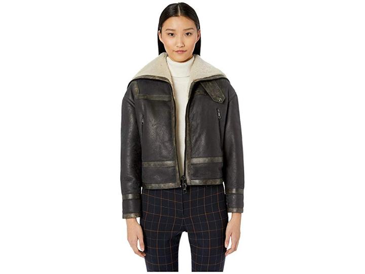 Neil Barrett Leather Bomber Jacket (black/natural) Women's Jacket