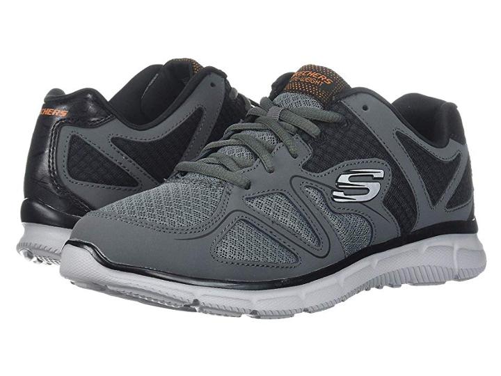 Skechers Satisfaction Flash Point (charcoal/orange) Men's Shoes