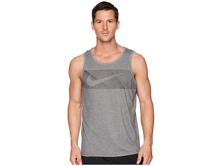 Nike Dry Tank Top Dri-fittm Cotton Swoosh (charcoal Heather/black) Men's Sleeveless