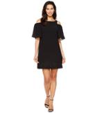 Adrianna Papell Gauzy Crepe Cold Shoulder Shift Dress W/ Elbow Sleeve (black) Women's Dress
