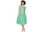 Unique Vintage Jeanie Swing Dress (green/white Dot) Women's Dress
