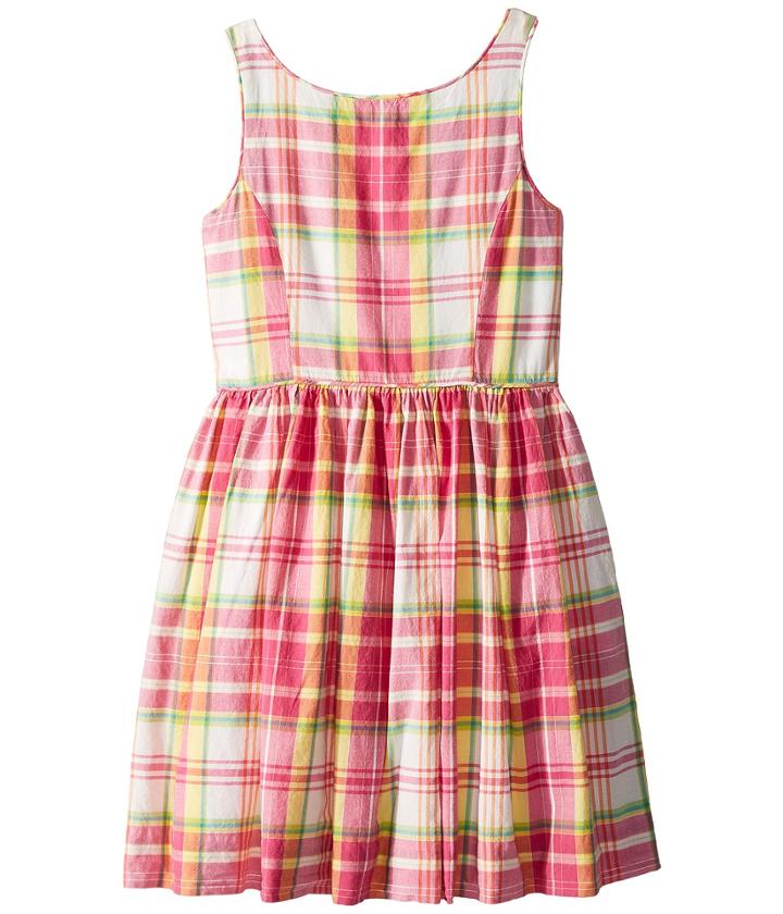 Polo Ralph Lauren Kids Madras Cotton Sleeveless Dress (little Kids) (pink/white Multi) Girl's Dress