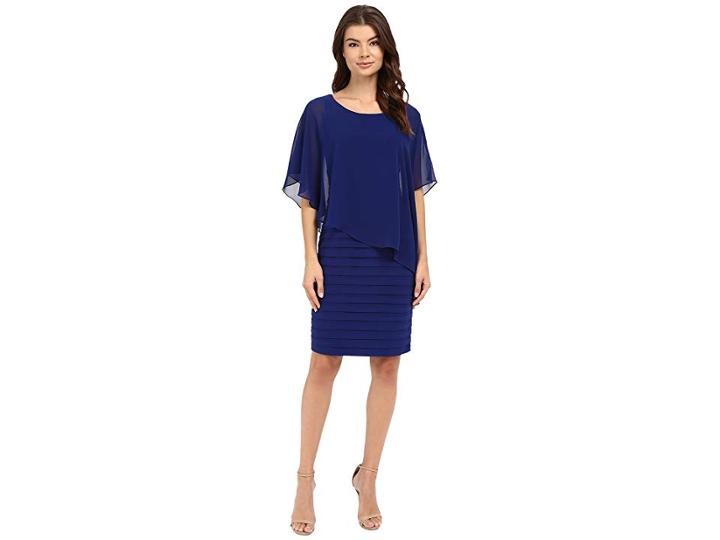 Adrianna Papell Chiffon Drape Overlay With Banding (night) Women's Dress