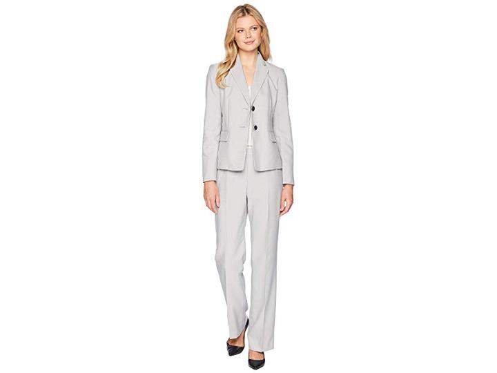 Le Suit End On End Two-button Notch Lapel Pants Suit (grey) Women's Suits Sets