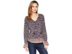 Lucky Brand Floral Border Top (navy Multi) Women's Clothing