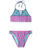 Hobie Kids Mix It Up High Neck And Strappy Hipster (big Kids) (multi) Girl's Swimwear Sets