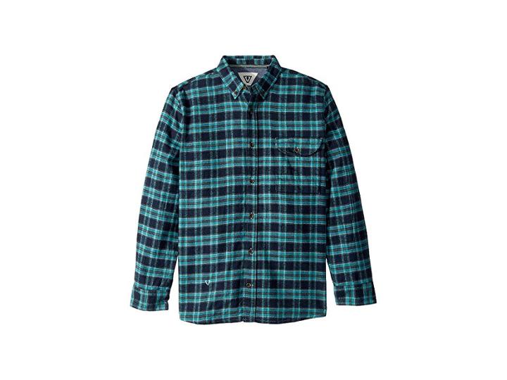 Vissla Kids Central Coast Long Sleeve Flannel (big Kids) (dark Jade) Boy's Long Sleeve Button Up