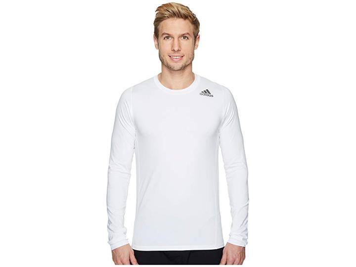 Adidas Alphaskin Sport Fitted Long Sleeve Tee (white) Men's Long Sleeve Pullover