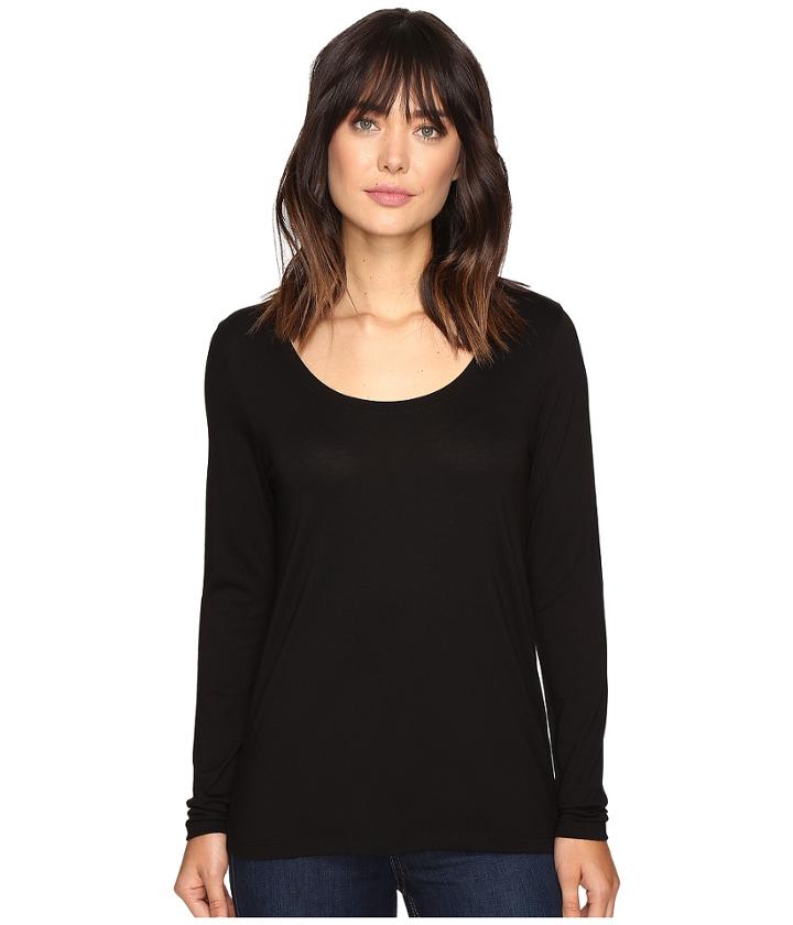 Lilla P Pima Modal Long Sleeve Scoop Neck (black) Women's Clothing