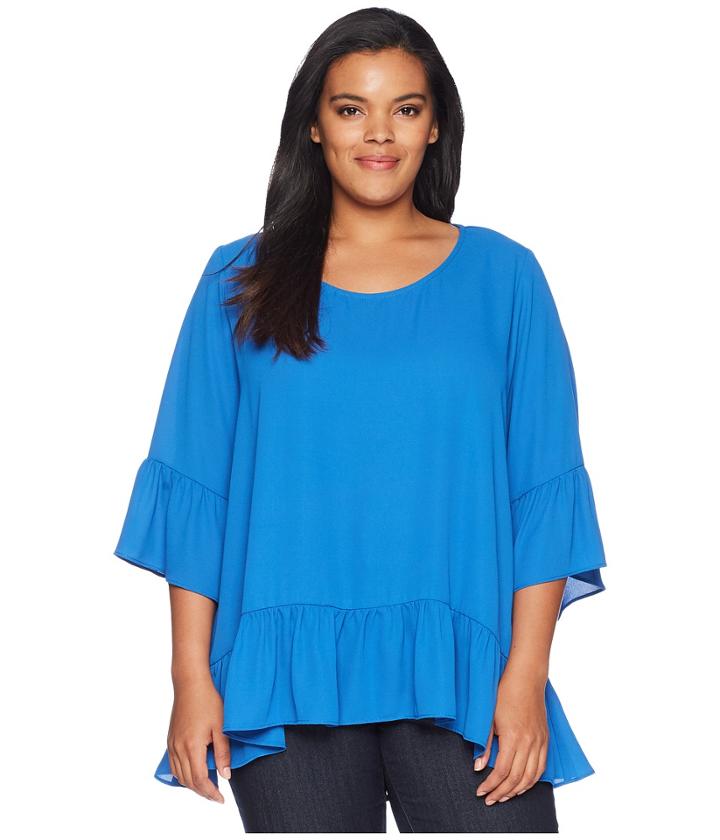 Karen Kane Plus Plus Size Ruffle Hem Top (cobalt) Women's Clothing