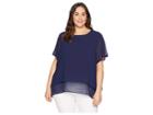 Michael Michael Kors Plus Size Back Cut Out Short Sleeve Top (true Navy) Women's Clothing