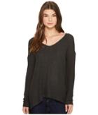 Three Dots Brushed Sweater Rib High-low Top (charcoal) Women's Sweater