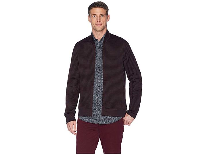 Perry Ellis Textured Knit Bomber Jacket (port) Men's Coat