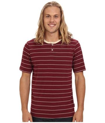 Brixton Townsend S/s Henley (maroon/cream) Men's T Shirt