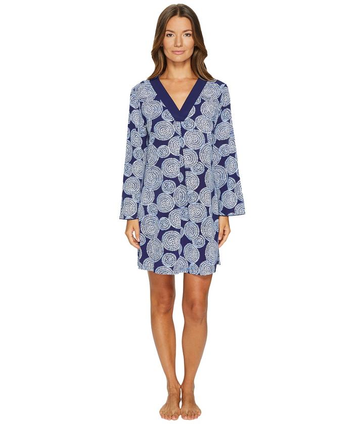 Oscar De La Renta Pink Label Printed Stretch De Chine Eclipse Print Haftan (blue) Women's Clothing